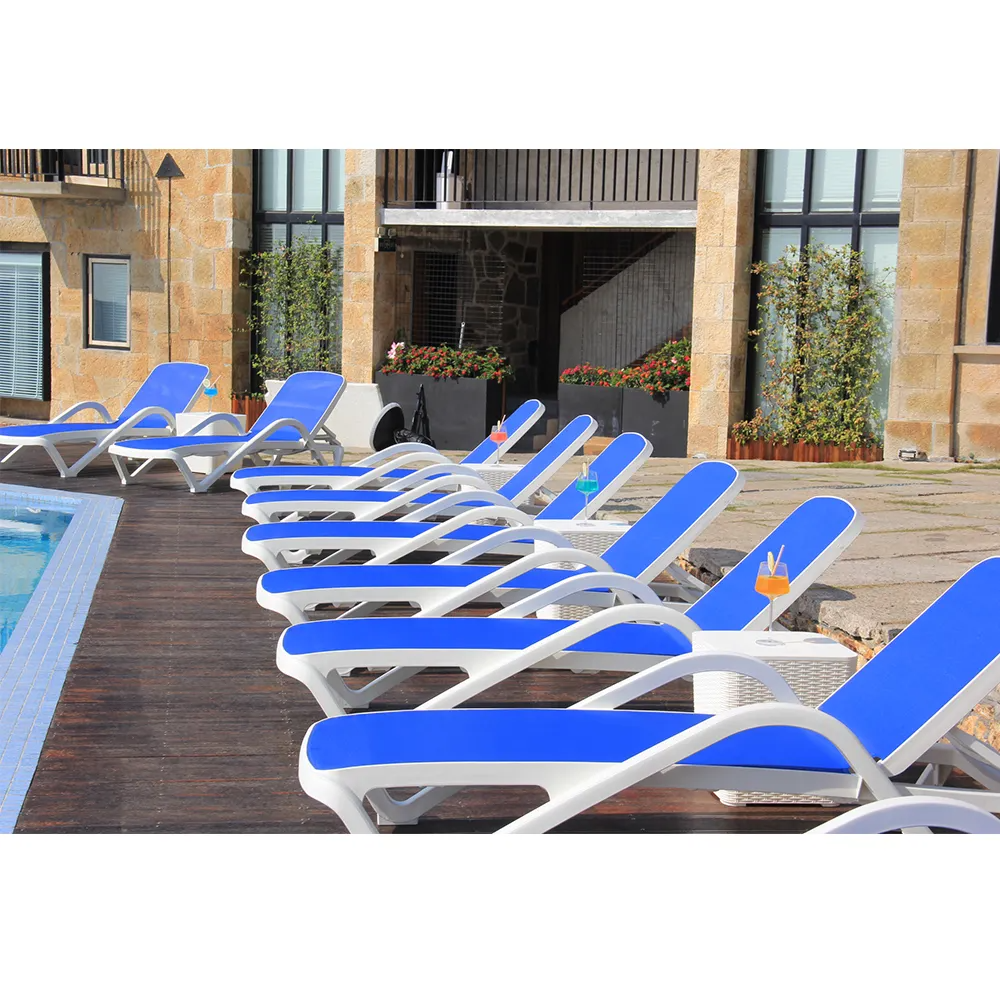 Weatherproof Blue Sunbeds: Sun Lounger for Comfort by the Beach or Poolside