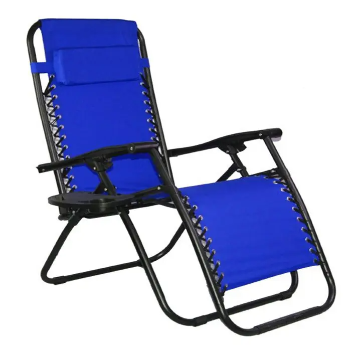 Blue Zero Gravity Collapsible Metal Beach Chair