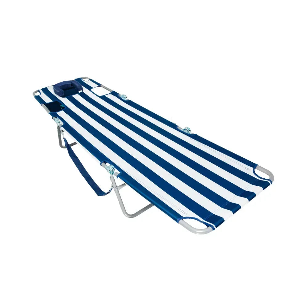 Portable Navy Striped Chaise Sun Lounger: Stylish Sunbathing Comfort