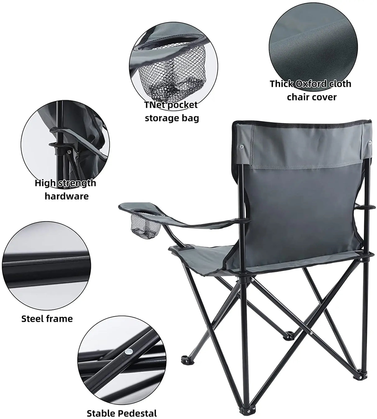 Serenity Shore Convenient Oasis Grey Camping Beach Chair