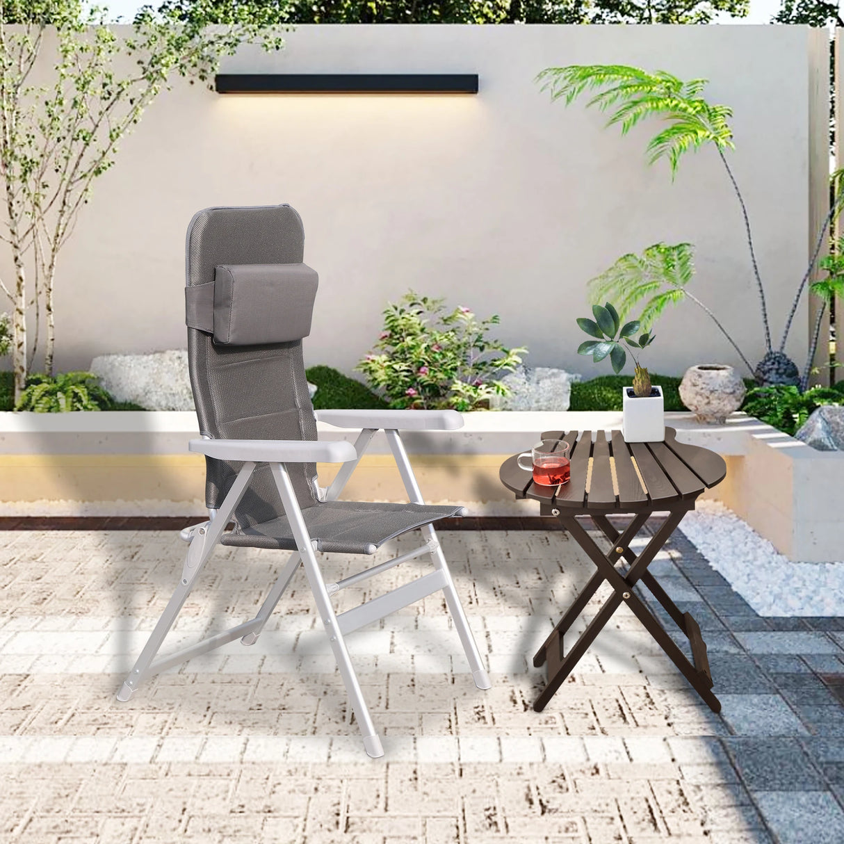 Adjustable Aluminum Alloy Lounge Chair: Ultimate Outside Comfort in Style-Grey