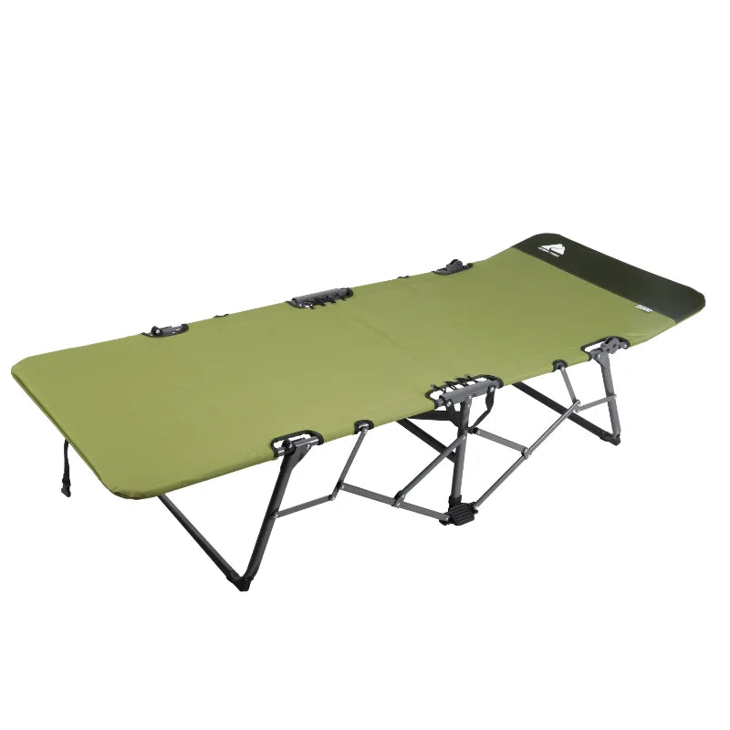 Green Quick-Fold Camp Cot for Adults: Convenient Outdoor Comfort