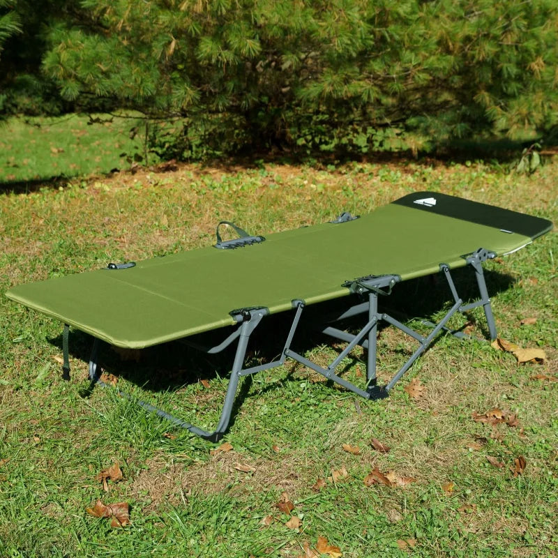 Green Quick-Fold Camp Cot for Adults: Convenient Outdoor Comfort