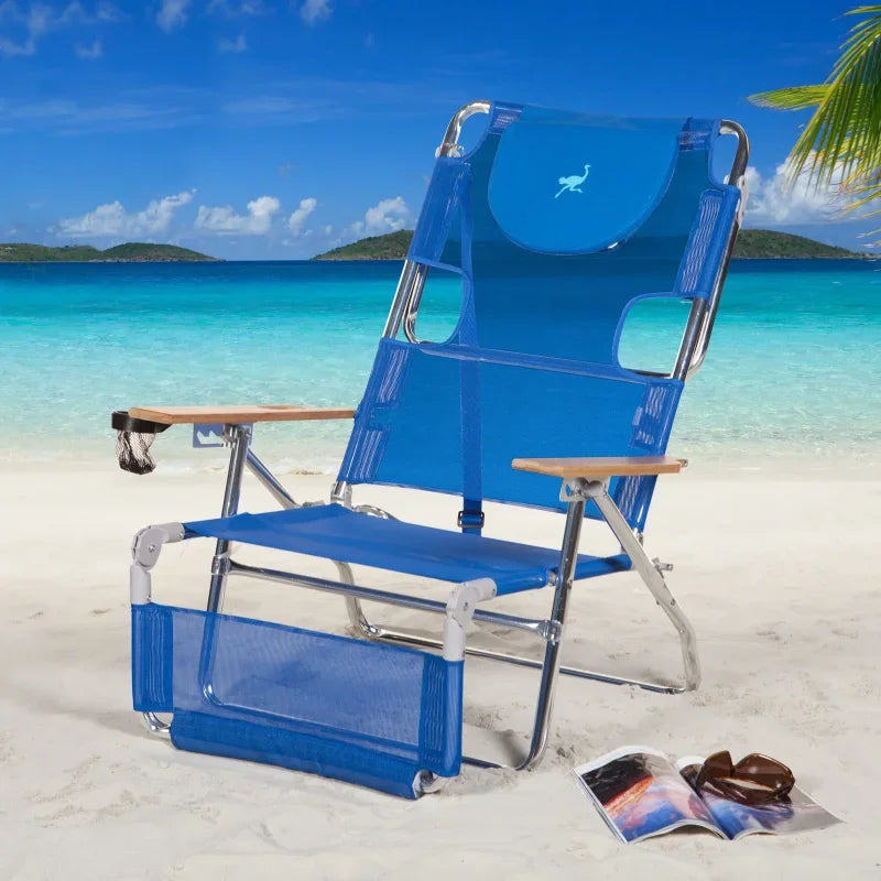 Blue 3-N-1 Reclining Beach Banana Lounger: Lightweight Comfort Oasis